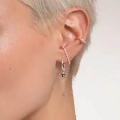 Thomas Sabo Ohrringe-Ohrklemme Weisser Stein Silber - EC0018-051-14