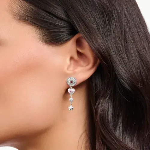 Thomas Sabo Ohrringe-Ohrring kosmische Talismane mit bunten Steinen Silber geschwärzt - H2277-640-7