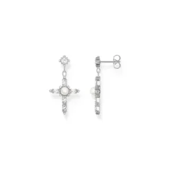 Thomas Sabo (Kette mit) Kreuz-Ohrringe Cross Romance weiss Silber - H2312-167-14