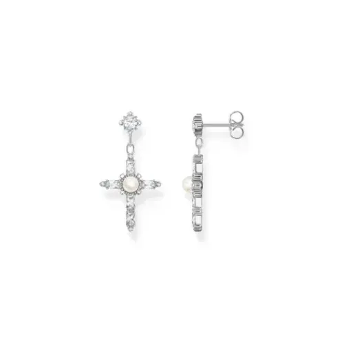 Thomas Sabo (Kette mit) Kreuz-Ohrringe Cross Romance weiss Silber - H2312-167-14