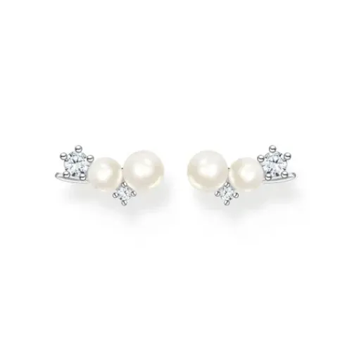 Thomas Sabo Ohrringe-Ohrringe Ear Climber Perlen mit weissen Steinen silber - H2211-167-14