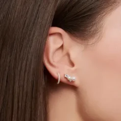 Thomas Sabo Ohrringe-Ohrringe Ear Climber Perlen mit weissen Steinen silber - H2211-167-14