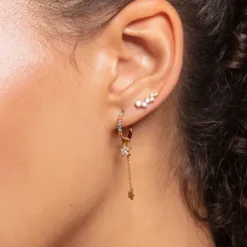 Thomas Sabo Ohrringe-Ohrringe Ear Climber Weisse Steine Gold - H2157-414-14