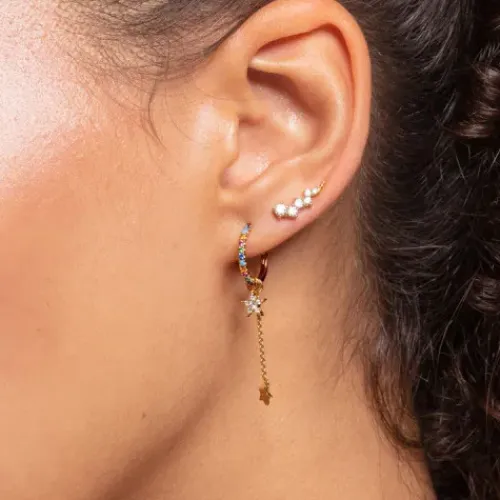 Thomas Sabo Ohrringe-Ohrringe Ear Climber Weisse Steine Gold - H2157-414-14