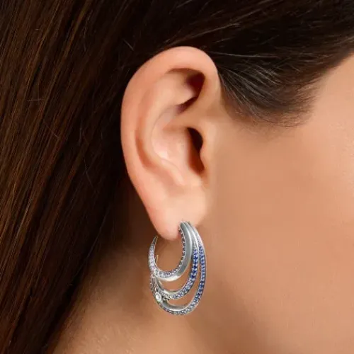 Thomas Sabo Ohrringe-Ohrringe Welle mit Blauen Steinen - H2230-644-1