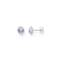 Thomas Sabo Ohrringe-Ohrstecker Alienkopf mit Kaltemaille und violetten Steinen Silber - H2274-041-13