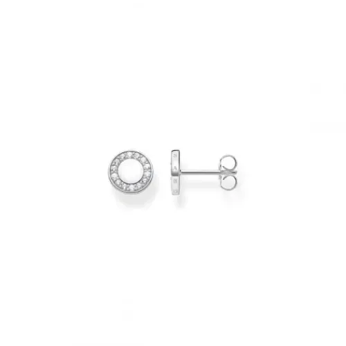 Thomas Sabo Ohrringe-Ohrstecker Kreis mit Weissen Steinen Silber - H2061-051-14