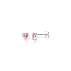 Thomas Sabo (Kette mit) Herz-Ohrstecker mit pinkfarbenem Stein in Herzform Silber - H2306-051-9