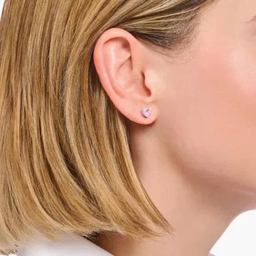 Thomas Sabo (Kette mit) Herz-Ohrstecker mit pinkfarbenem Stein in Herzform Silber - H2306-051-9