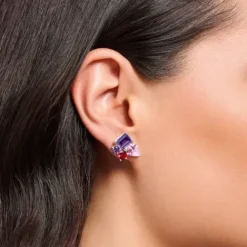 Thomas Sabo Ohrringe-Ohrstecker mit Steinen in Rosa Rot und Violett Silber - H2275-477-7