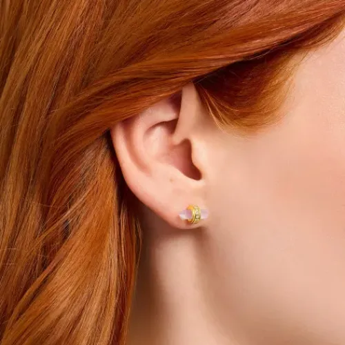 Thomas Sabo Ohrringe-Ohrstecker mit rosa Onyx Kristall vergoldet - H2281-414-9