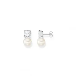 Thomas Sabo Ohrringe-Ohrstecker Perle mit Weissem Stein Silber - H2248-167-14