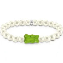 Thomas Sabo Armbänder-Perlenarmband mit grünem Goldbären Silber - A2154-017-6