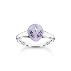 Thomas Sabo Ringe-Ring Alienkopf mit Kaltemaille und violetten Steinen Silber - TR2444-041-13