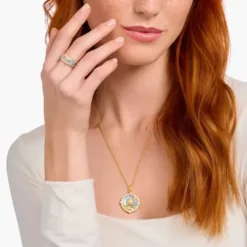 Thomas Sabo Ringe-Ring blau mit kosmischen Symbolen vergoldet - TR2450-565-1