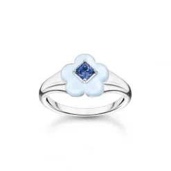 Thomas Sabo Ringe-Ring Blume mit Blauem Stein Silber - TR2433-496-1