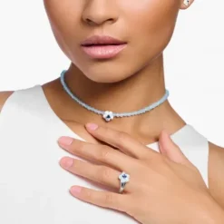 Thomas Sabo Ringe-Ring Blume mit Blauem Stein Silber - TR2433-496-1