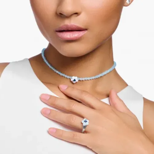 Thomas Sabo Ringe-Ring Blume mit Blauem Stein Silber - TR2433-496-1