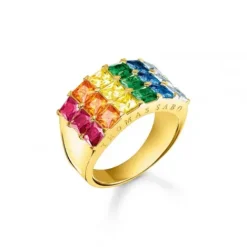 Thomas Sabo Ringe-Ring Bunte Steine Pavé Gold - TR2359-996-7