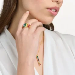 Thomas Sabo Ringe-Ring Bunte Steine Pavé Gold - TR2359-996-7