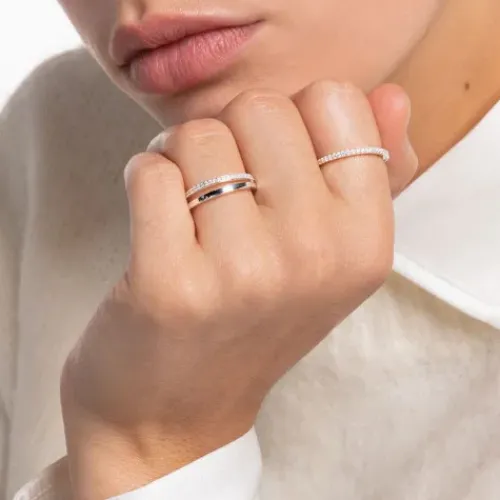 Thomas Sabo Ringe-Ring Doppel Weisse Steine Silber - TR2316-051-14