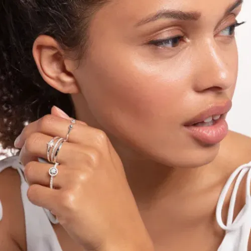 Thomas Sabo Ringe-Ring Doppel Weisse Steine Silber - TR2316-051-14