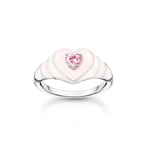 Thomas Sabo Ringe-Ring Herz mit Pinkem Stein Silber - TR2435-041-9