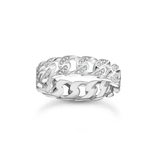 Thomas Sabo Ringe-Ring Kettenglieder weisse Steine schmal Silber - TR2500-051-14