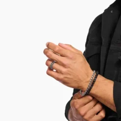 Thomas Sabo Ringe-Ring Kettenglieder schwarze Steine breit Silber - TR2501-643-11