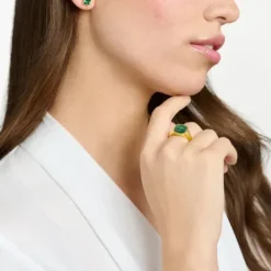 Thomas Sabo Ringe-Ring Klassisch Grün Gold - TR2332-140-6