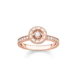 Thomas Sabo Ringe-Ring Kreis mit Weissen Steinen Pavé Verroségoldet - TR2255-416-14