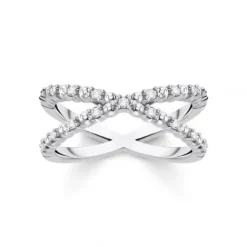 Thomas Sabo Ringe-Ring Kugeln Mit Weissen Steinen Silber - TR2318-051-14