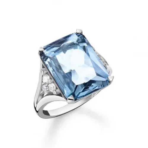 Thomas Sabo Ringe-Ring mit Aqua und Weissen Steinen Silber - TR2339-059-1