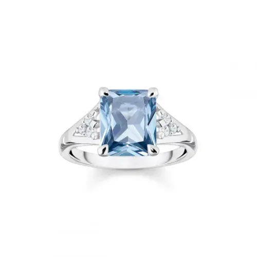 Thomas Sabo Ringe-Ring mit Aqua und Weissen Steinen Silber - TR2362-059-1