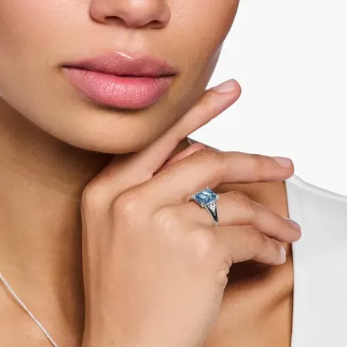 Thomas Sabo Ringe-Ring mit Aqua und Weissen Steinen Silber - TR2362-059-1