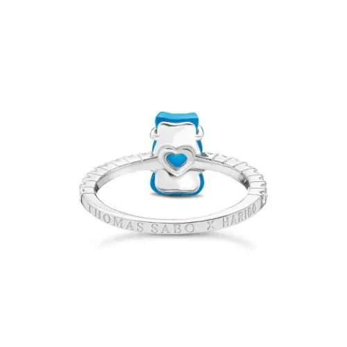 Thomas Sabo Ringe-Ring mit blauem Mini-Goldbären und Steinen Silber - TR2459-052-1