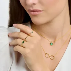 Thomas Sabo Ringe-Ring mit Grünen und Weissen Steinen Gold - TR2402-971-6