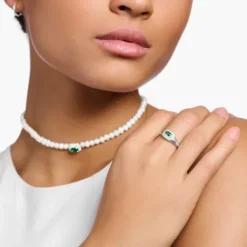 Thomas Sabo Ringe-Ring mit Grünem Stein Silber - TR2434-496-6