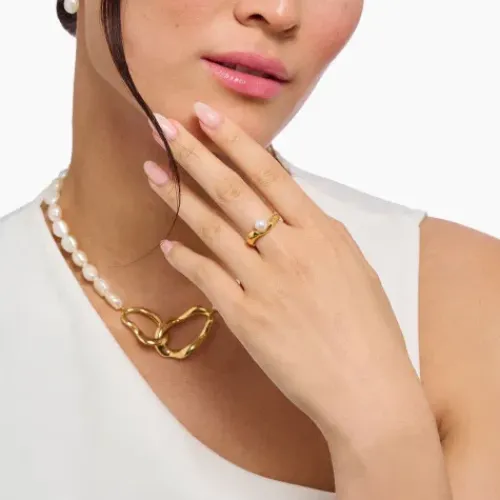 Thomas Sabo Ringe-Ring mit Perle Natural Beauty vergoldet - TR2485-430-14