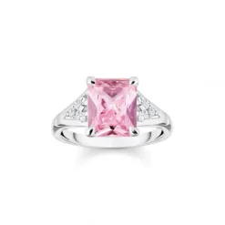 Thomas Sabo Ringe-Ring mit Pinken und Weissen Steinen Silber - TR2362-051-9