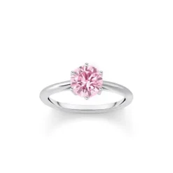 Thomas Sabo Ringe-Ring mit pinkfarbenem Stein im Brillantschliff Silber - TR2474-051-9