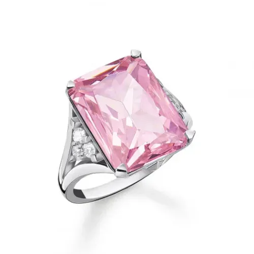 Thomas Sabo Ringe-Ring mit Pinken und Weissen Steinen Silber - TR2339-051-9