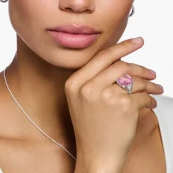 Thomas Sabo Ringe-Ring mit Pinken und Weissen Steinen Silber - TR2339-051-9