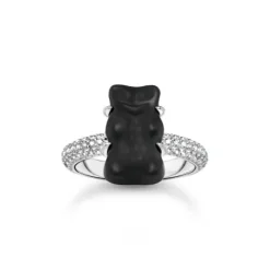 Thomas Sabo Ringe-Ring mit schwarzem Goldbären und Steinen Silber - TR2478-052-11