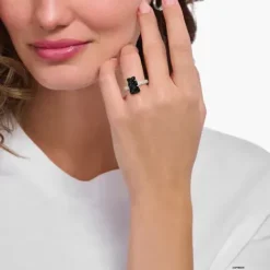 Thomas Sabo Ringe-Ring mit schwarzem Goldbären und Steinen Silber - TR2478-052-11