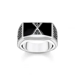 Thomas Sabo Ringe-Ring mit Schwarzem Onyx und Schwarzen Steinen Silber - TR2430-508-11