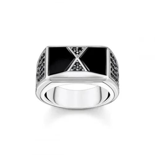 Thomas Sabo Ringe-Ring mit Schwarzem Onyx und Schwarzen Steinen Silber - TR2430-508-11