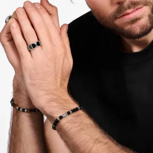 Thomas Sabo Ringe-Ring mit Schwarzem Onyx und Schwarzen Steinen Silber - TR2430-508-11