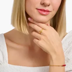 Thomas Sabo Ringe-Ring mit Sonne und bunten Steinen vergoldet - TR2458-488-7