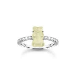 Thomas Sabo Ringe-Ring mit weissem Mini-Goldbären und Steinen Silber - TR2459-052-14
